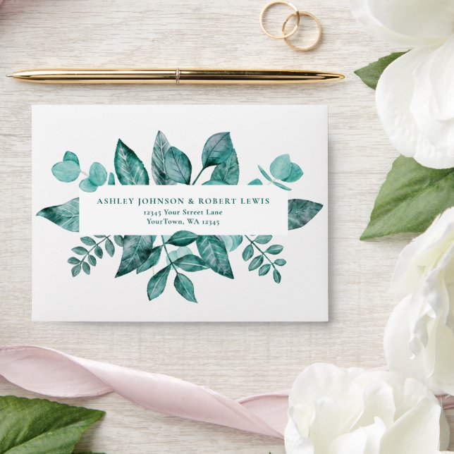 Enveloppe Auto-Adressé Mariage RSVP Carte Élégante Verdure (Wedding)