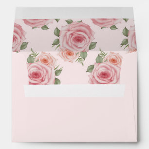 Enveloppe auto-adressée à motif floral rose aquare