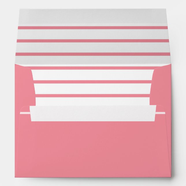 Enveloppe auto-adressée en bande rose (Dos (Bas))