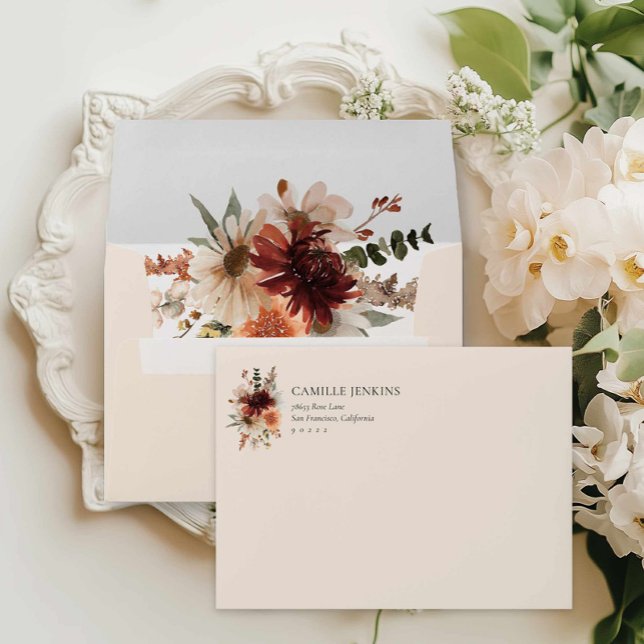 Enveloppe Automne Fête des mariées florale rustique (Créateur téléchargé)