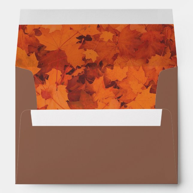 Enveloppe Automne Feuilles Intérieur | Nut Brown (Dos (Bas))