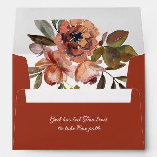 Enveloppe Automne Floral Orange rose Mariage inspiré