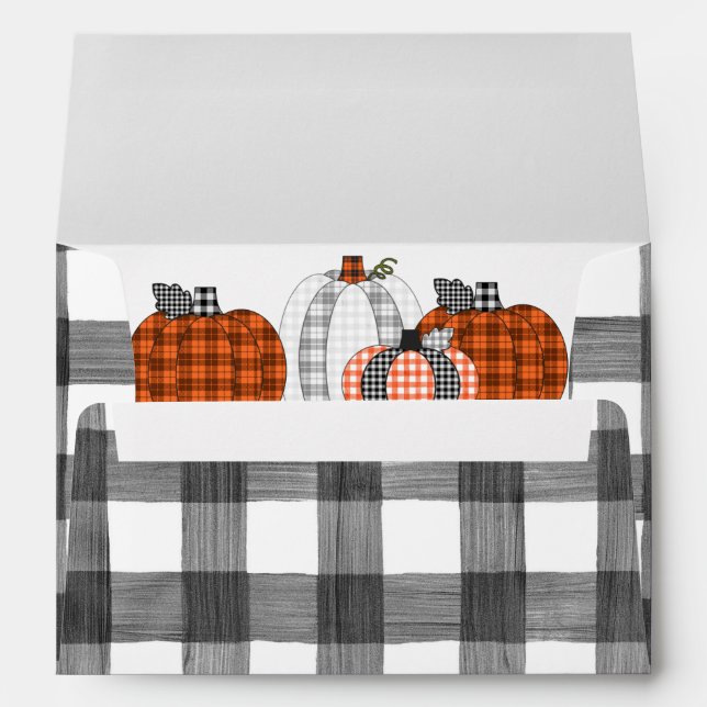 Enveloppe Automne Halloween Plaid Citrouille 5x7 (Dos (Bas))