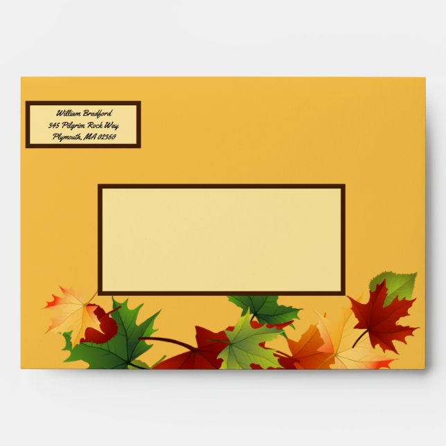 Enveloppe Automne Mariage Retour Adresse Feuilles automnales (Devant)