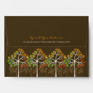 Enveloppe Automne Saison Automne Arbres Sur Brown Moderne Ma