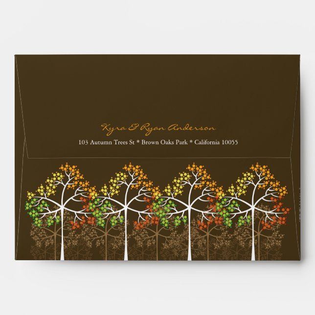 Enveloppe Automne Saison Automne Arbres Sur Brown Moderne Ma (Dos (Haut rabat))