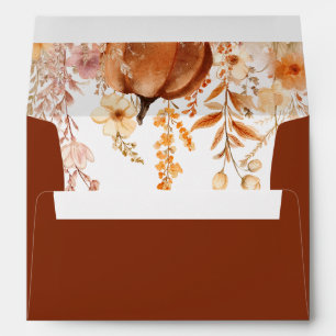 Enveloppe Automne Terracotta Citrouille et Mariage Fleur sau