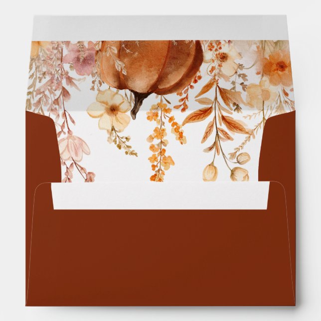 Enveloppe Automne Terracotta Citrouille et Mariage Fleur sau (Dos (Bas))