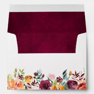 Enveloppe Autumn Burgundy Blush Floral Blossom Adresse