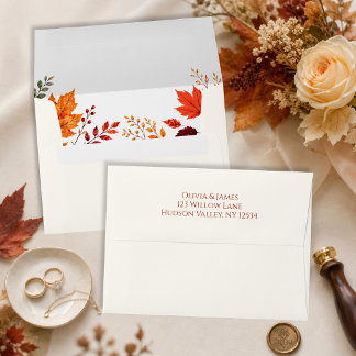 Enveloppe aux feuilles de teal et orange de l'auto