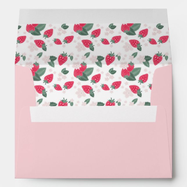 Enveloppe aux fraises roses - Fête à thème Berry (Dos (Bas))