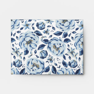Enveloppe aux Roses Bleues Peintes Illustrées