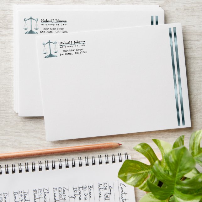 Enveloppe Avocat haut de gamme - Turquoise (Stacked)