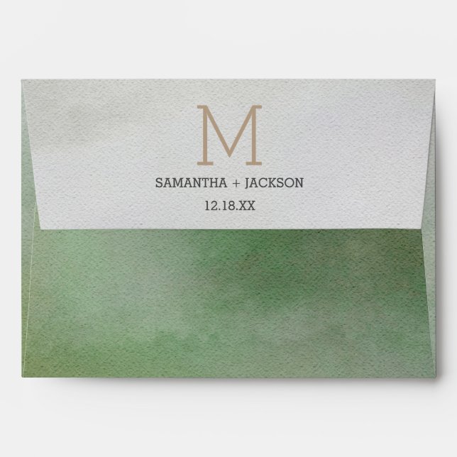 Enveloppe Awash Elegant Aquarelle dans le Monogr Mariage Fol (Dos (Haut rabat))