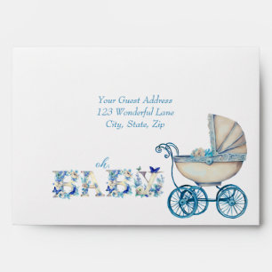 Enveloppe Baby Carriage garçon Baby shower Oh Baby