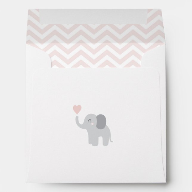 Enveloppe Baby Faire-part Girl Elephant Chevron (Dos (Bas))