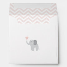 Enveloppe Baby Faire-part Girl Elephant Chevron