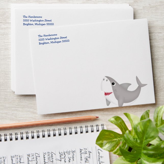 Enveloppe Baby Shark Baby shower Adresse de retour (Stacked)