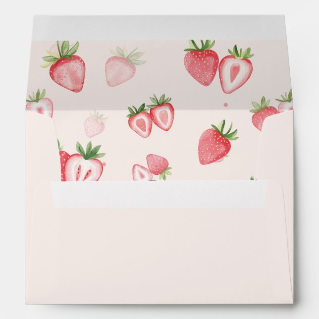 Enveloppe Baby shower à l'aquarelle tendance Meadow Strawber (Dos (Bas))