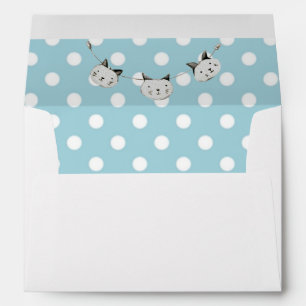 Enveloppe Baby shower à points Polka de chats mignons