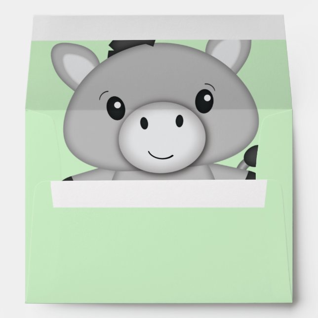 Enveloppe Baby shower âne (Dos (Bas))