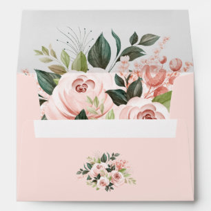 Enveloppe baby shower Aquarelle rose Floral Botanique