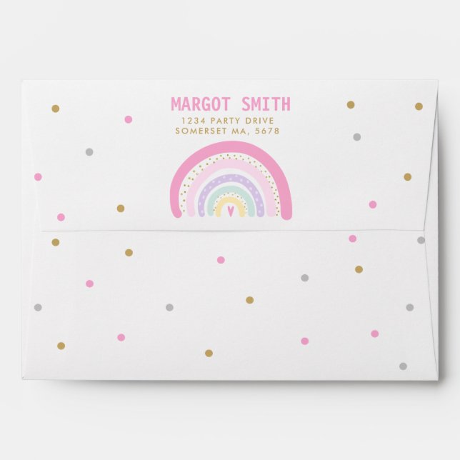 Enveloppe Baby shower arc-en-ciel Pastel (Dos (Haut rabat))