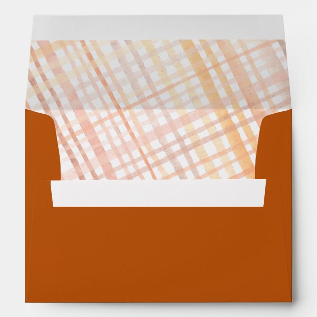 Enveloppe Baby shower Automne Aquarelle En vichy Invitation (Dos (Bas))