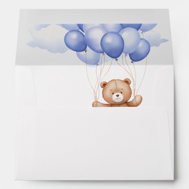 Enveloppe baby shower avec ours en peluche (Dos (Bas))