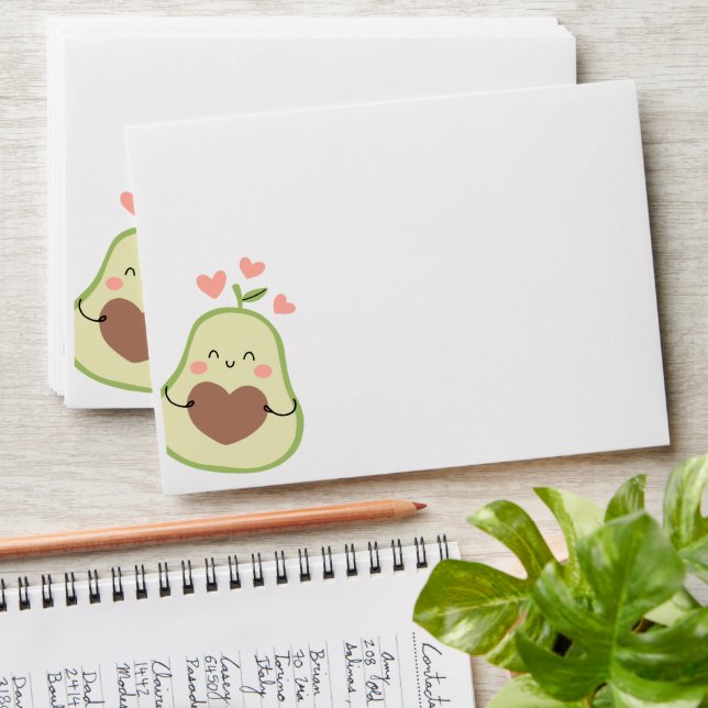 Enveloppe Baby shower Avocado, Cute Avocado (Stacked)