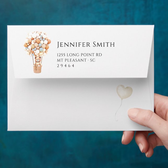 Enveloppe Baby shower Bear Balloons (Hand)