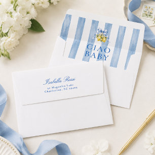 Enveloppe Baby Shower Bébé Citron Amalfi Bleu