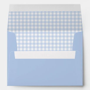 Enveloppe Baby shower bébé En vichy bleu