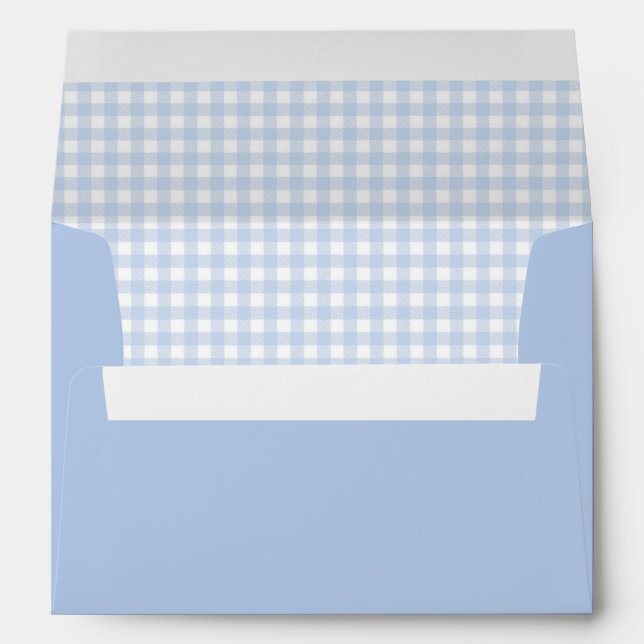 Enveloppe Baby shower bébé En vichy bleu (Dos (Bas))