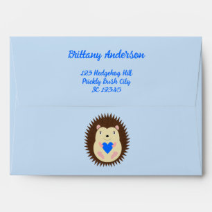 Enveloppe Baby Shower Bébé Garçon Hérisson Cœur Bleu
