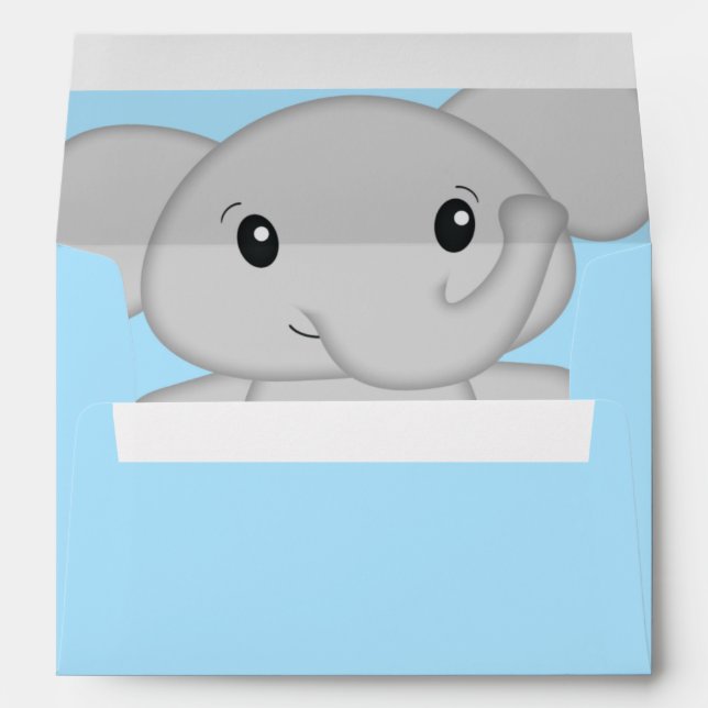 Enveloppe Baby shower Blue Elephant (Dos (Bas))