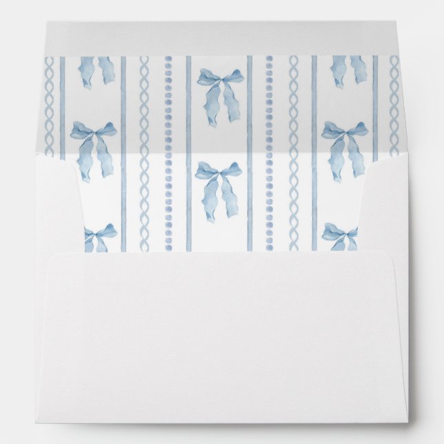 Enveloppe Baby shower Bow Bow Bleu Coquette Adresse (Dos (Bas))