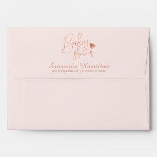 Enveloppe Baby-Shower Calligraphie Moderne Rose Poussiéreuse