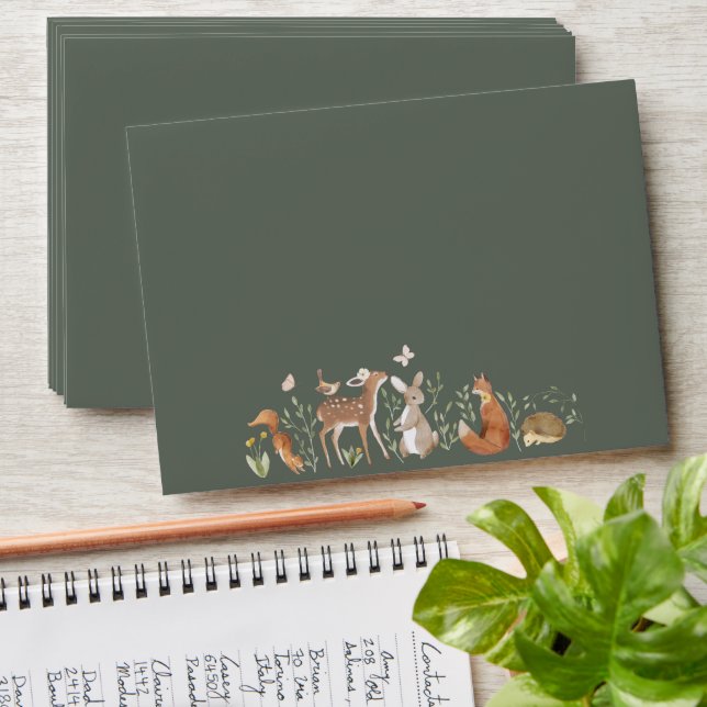 Enveloppe Baby shower d'amis de la forêt (Stacked)