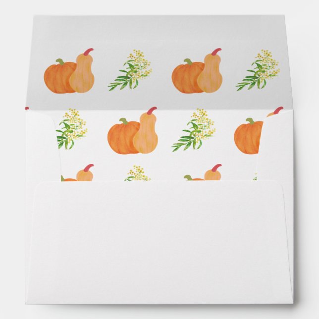 Enveloppe Baby shower d'aquarelle de Little Citrouille Fall  (Dos (Bas))