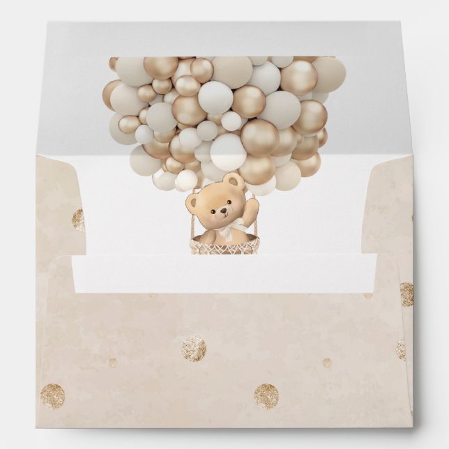 Enveloppe Baby shower d'aquarelle moderne Teddy Bear (Dos (Bas))