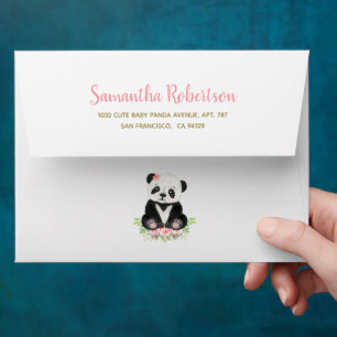 Enveloppe Baby shower d'aquarelle rose rose pâle à l'ours mo