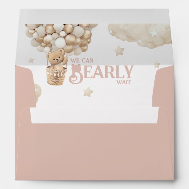 Enveloppe Baby shower d'attente de l'ours en peluche (Dos (Bas))