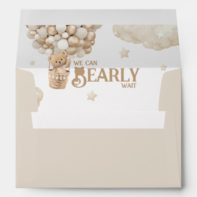 Enveloppe Baby shower d'attente de l'ours en peluche (Dos (Bas))