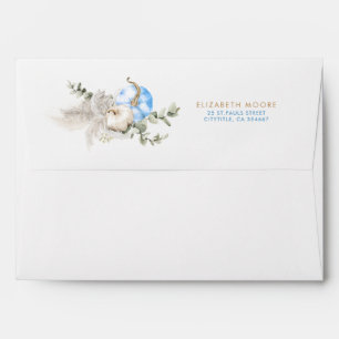 Enveloppe Baby shower d'automne bleu Citrouille mignon