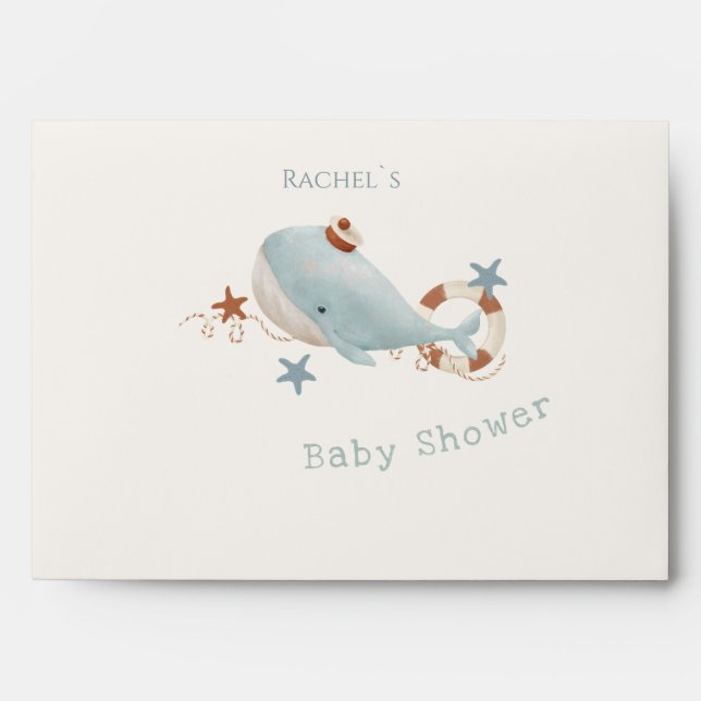 Enveloppe Baby shower de baleines adorable (Devant)