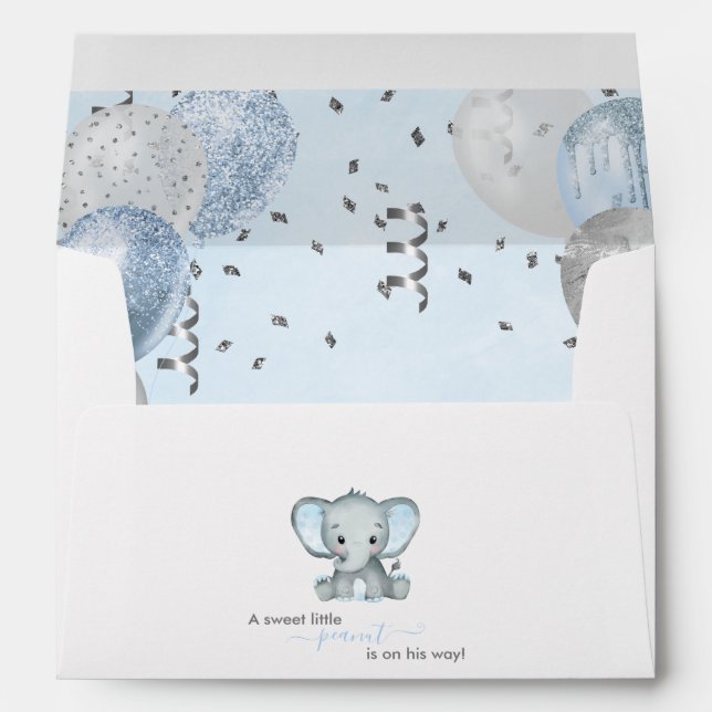 Enveloppe Baby shower de Ballons éléphants mignons (Dos (Bas))