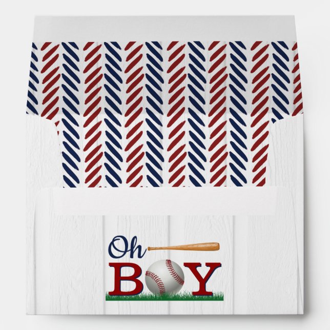 Enveloppe Baby shower de baseball Boys (Dos (Bas))