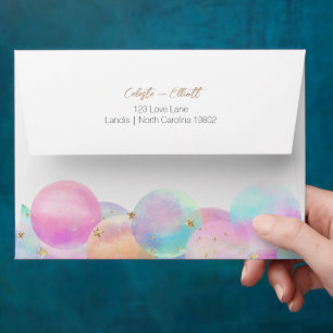 Enveloppe Baby shower de bulle arc-en-ciel coloré Adresse de