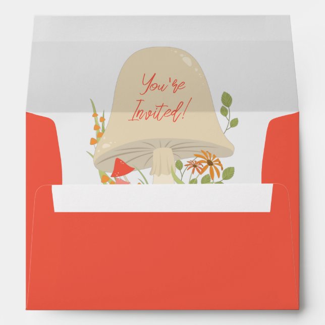 Enveloppe Baby shower de champignons des bois (Dos (Bas))